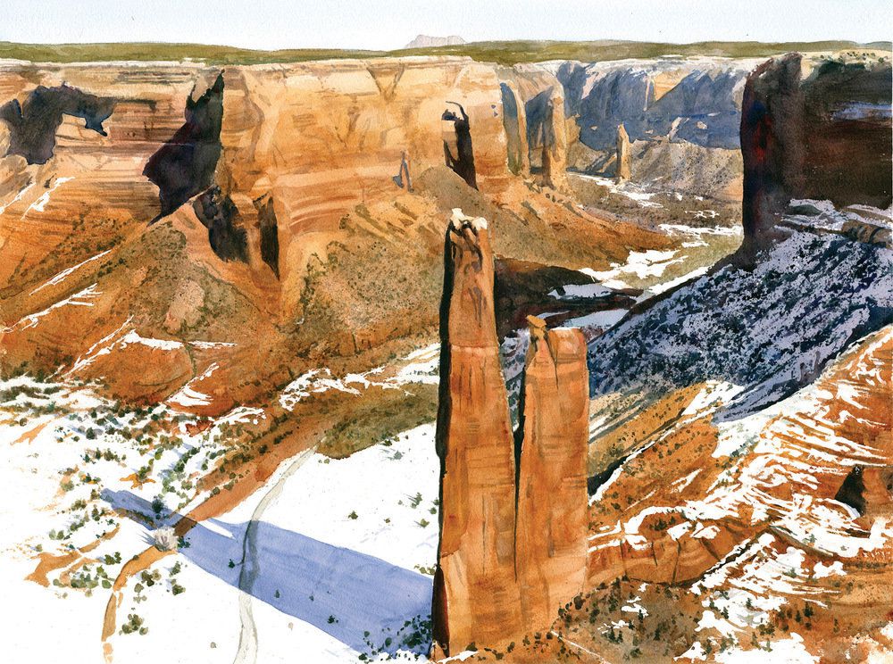 Tranh phong cảnh "Canyon Snows" (tranh màu nước, 22×30) của Robert Highsmith