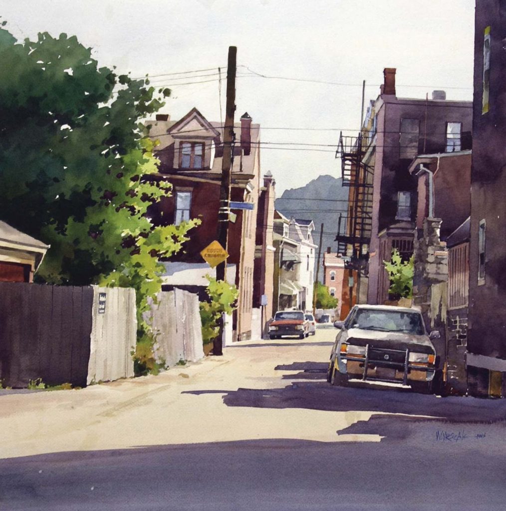 Tranh phong cảnh "The Alley" (tranh màu nước, 22×22) của William Vrscak