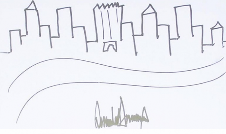 Bức ký họa New York trị giá 29.000usd của Tổng thống Mỹ Donald Trump